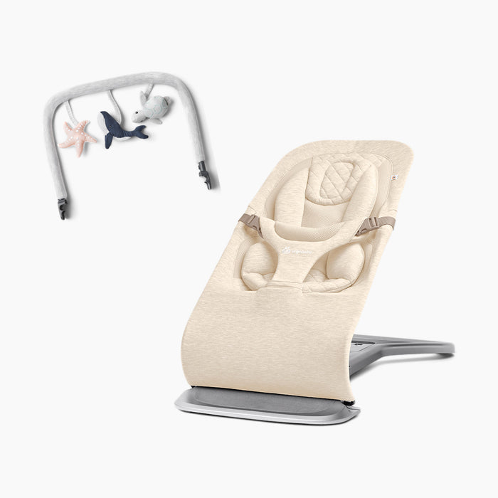 Ergobaby Evolve Bouncer & Toy Bar Bundle, Cream