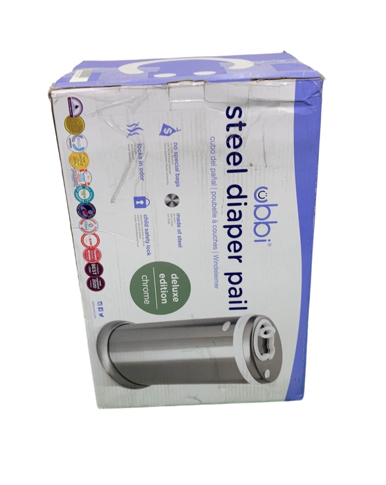 used Ubbi Diaper Pail, Chrome Deluxe Edition