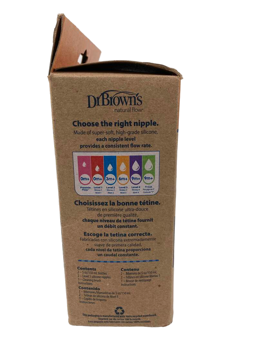 secondhand Dr. Brown's Options+ Anti Colic Wide Neck Glass Bottles 2-Pack, 5oz