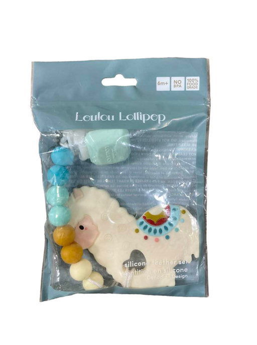 used LouLou Lollipop Silicone Teether Gem Set, Llama