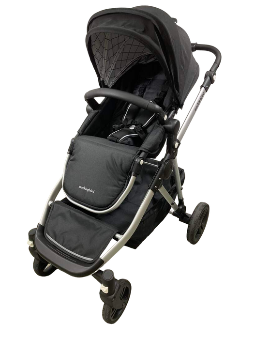 used Mockingbird Single to Double Stroller, 2023, Silver with Black Leather, Windowpane, Black