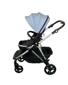 secondhand Mockingbird Single to Double 2.0 Stroller, 2024, Matte Black with Matte Black Leather, Windowpane, Sky