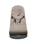 secondhand BabyBjorn Bouncer Bliss, Dark Gray Frame, Sand Gray Cotton Classic Quilt