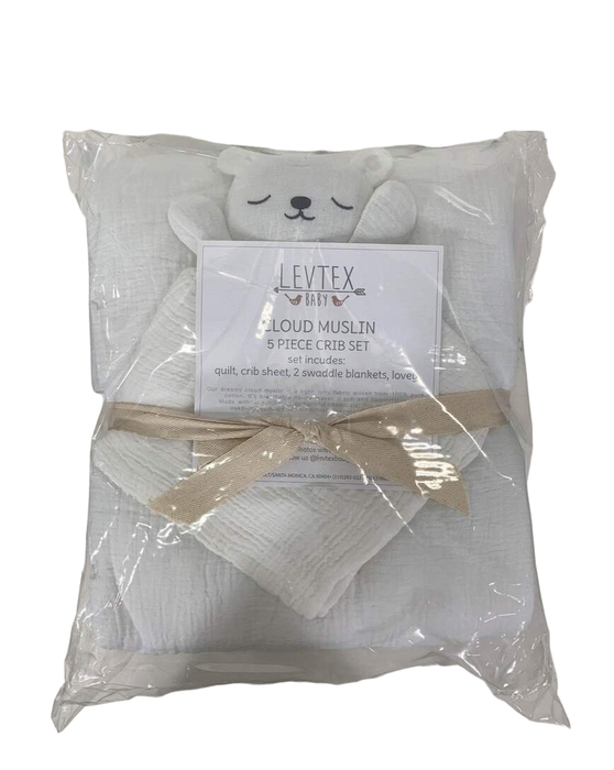 used Levtex Baby Cloud Muslin 5 Piece Bedding Set, White