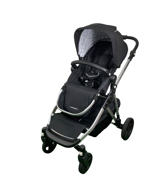 used Mockingbird Single to Double Stroller, Matte Black with Matte Black Leather, Windowpane, Black , 2023