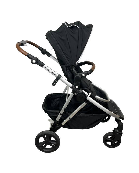 Mockingbird Single to Double Stroller, 2022, Black, Watercolor Drops, Silver with Penny Leather