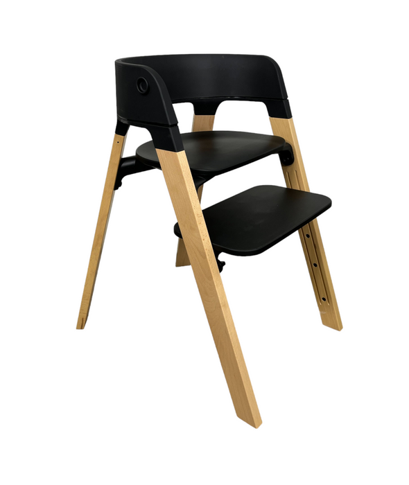 Stokke Steps Chair, Black Seat with Natural Legs