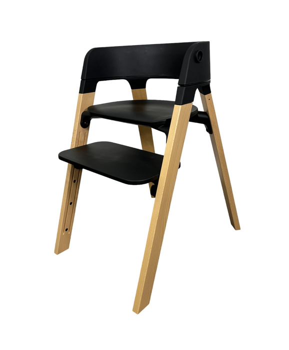 Stokke Steps High Chair, Black Seat with Natural Legs