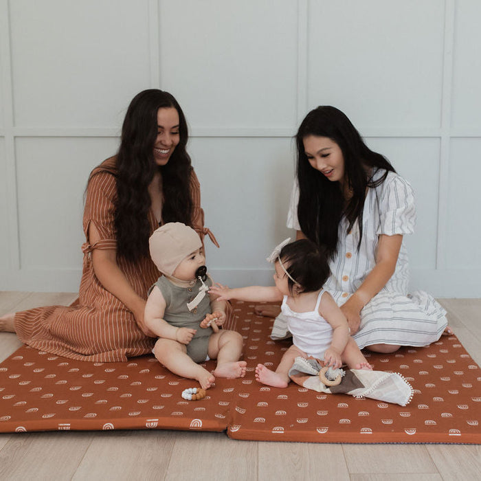 Toki Mats Padded Play Mat, Rainbow Stamp in Rust, Multiple Sizes