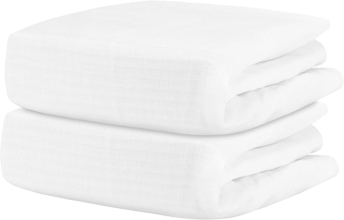 Newton 2 Pack Mini Crib Sheets, White & White