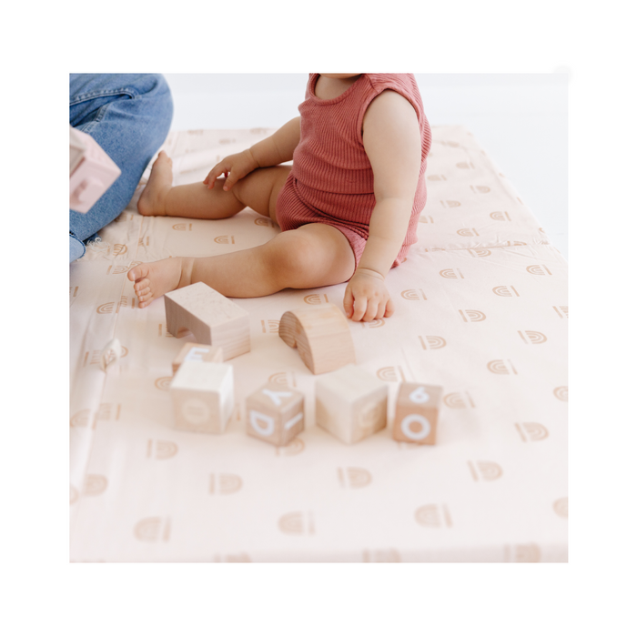 Toki Mats Padded Play Mat, Rainbow Stamp in Cream, Multiple Sizes