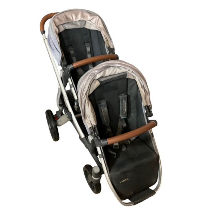 UPPAbaby VISTA Double Stroller with Snack Trays and Piggyback, 2017, Blue Melange