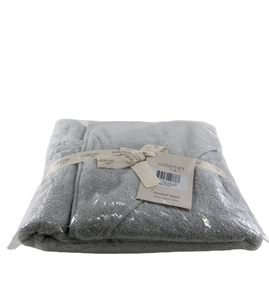 Natemia Organic Hooded Baby Towel, Grey