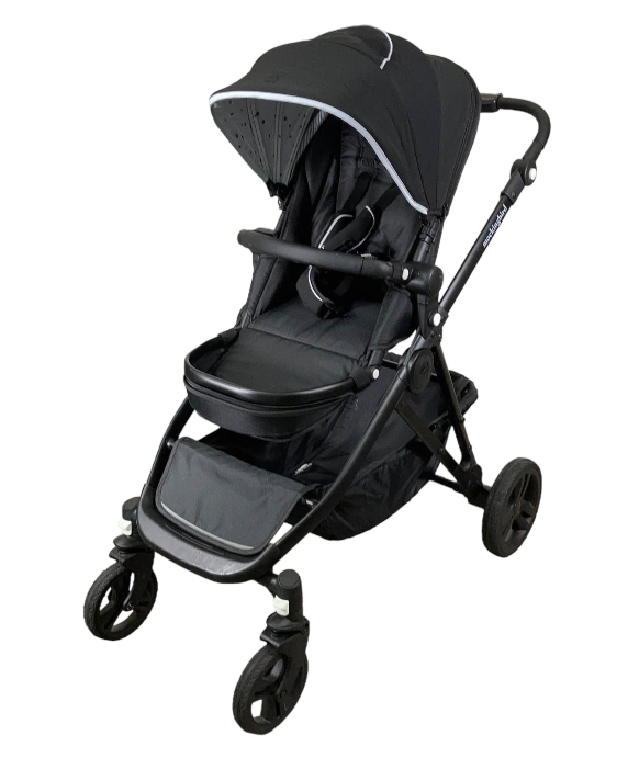 Mockingbird Single to Double Stroller, 2022, Matte Black with Matte Black Leather, Watercolor Drops, Black