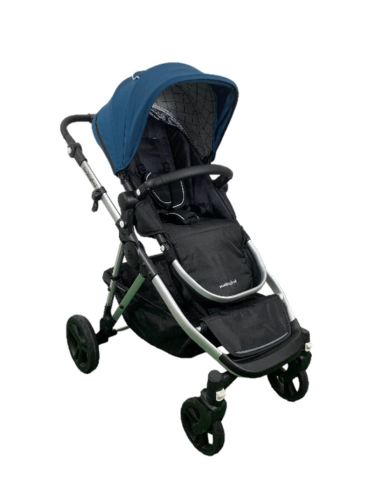 Mockingbird Single to Double 2.0 Stroller, 2023, Silver with Black Leather, Windowpane, Sea