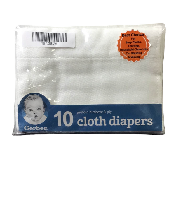 Gerber Prefolds Cloth Diapers, Regular Cotton, 20x14 inches