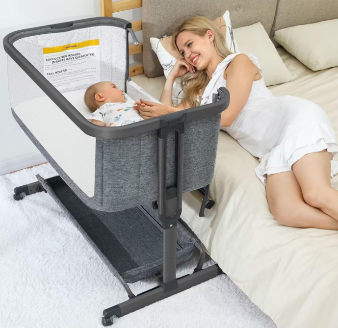 AMKE Bassinet, 3-in-1 Bedside Sleeper, G607, Grey