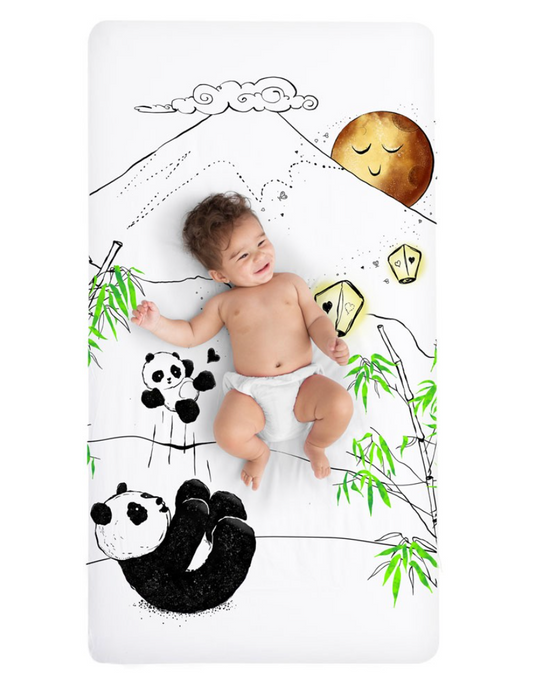 JumpOff Jo Fitted Crib Sheet, Playful Pandas