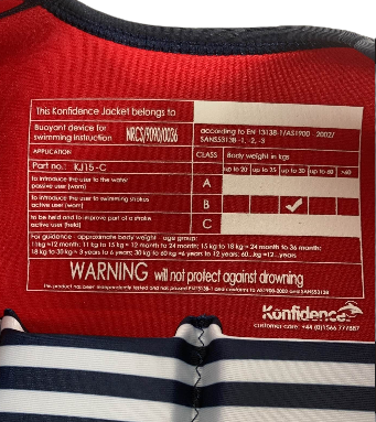 Konfidence Original Swim Jacket, Medium(3-5 years)