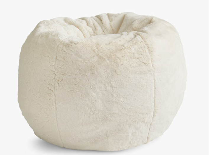 Pottery Barn Kids Anywhere Beanbag Cover, Ivory Faux Fur