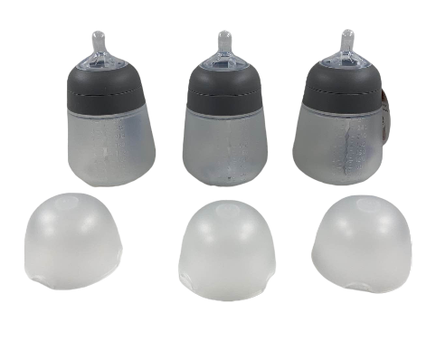 Nanobébé Flexy Silicone Baby Bottles, 9oz, 3-Pack, Grey