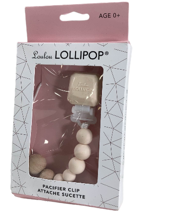 LouLou Lollipop Pacifier Clip, Coconut Milk