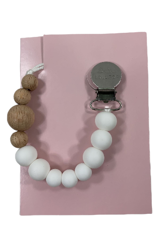 LouLou Lollipop Pacifier Clip, Block White