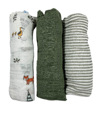 Little Unicorn Cotton Muslin Swaddles 3-Pack, Forest Friends 2