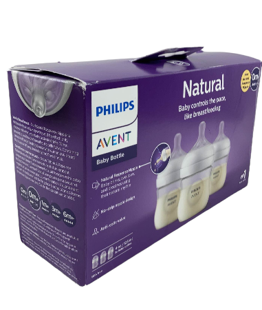 Philips Avent Natural Baby Bottles, Clear, 3 Pack, 4oz