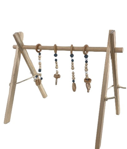 Poppyseed Play Wooden Baby Gym, Gray Toys