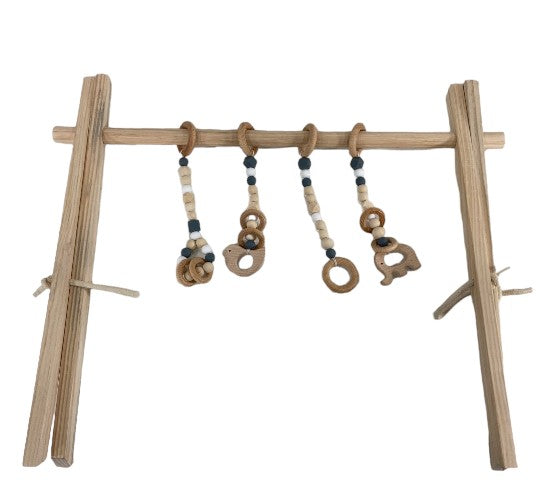 Poppyseed Play Wooden Baby Gym, Gray Toys