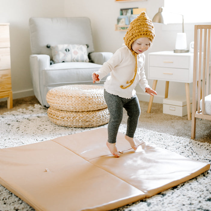 Toki Mats Padded Play Mat Cover, Sand Vegan Leather Cover