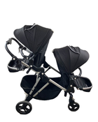 secondhand Mockingbird Single to Double Stroller with 2nd Seat, 2023, Black, Watercolor Drops And WindowPane, Silver with Black Leather