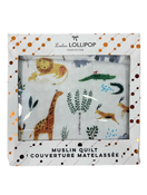 used LouLou Lollipop Muslin Baby Quilt, Safari Jungle