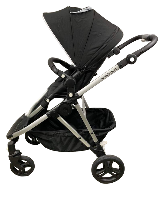 secondhand Mockingbird Single to Double Stroller, Watercolor Drops, Black , Matte Black with Matte Black Leather, 2023