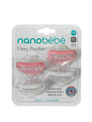 used Nanobébé Flexy Pacifier 4 Pack, Pink/White