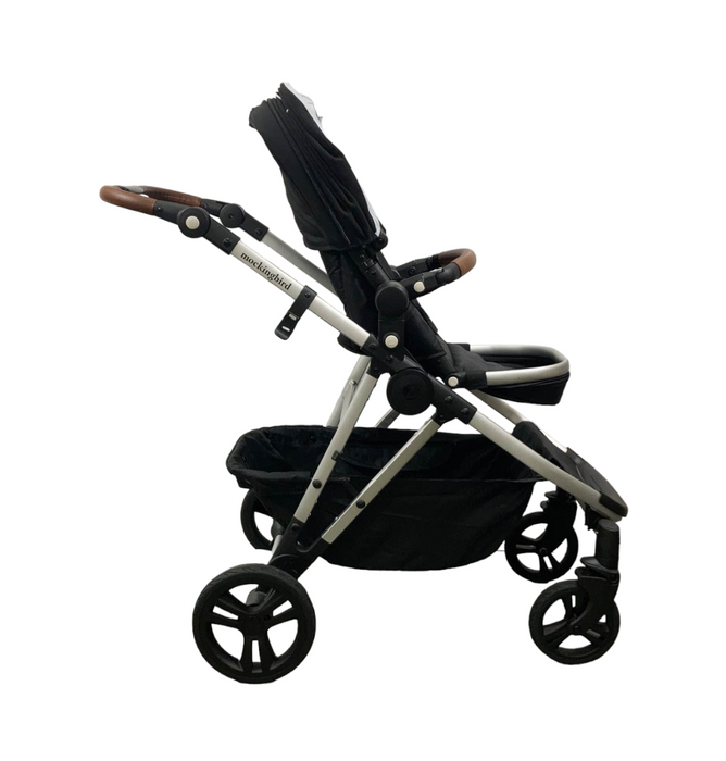 Mockingbird Single to Double Stroller, 2023, Silver with Penny Leather, Windowpane, Black