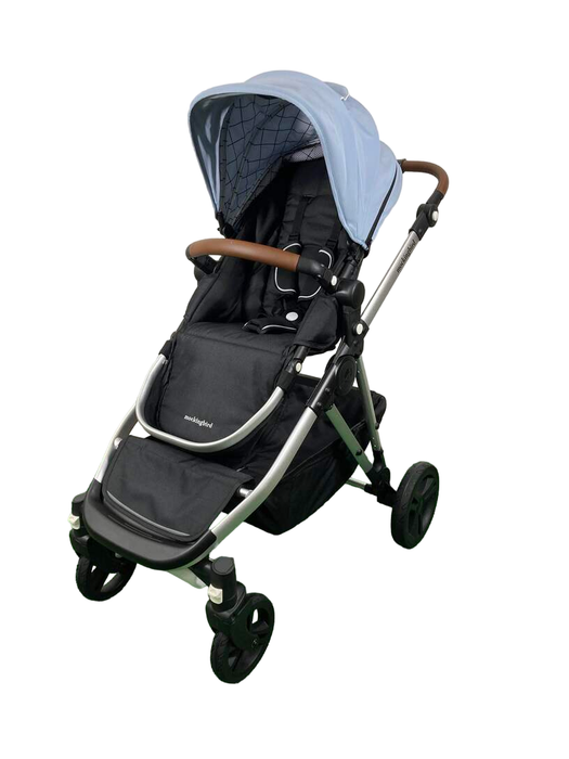 secondhand Mockingbird Single to Double 2.0 Stroller, 2024, Silver with Penny Leather, Windowpane, Sky