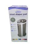 secondhand Ubbi Diaper Pail, Chrome Deluxe Edition