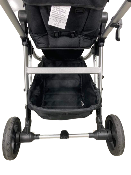 Mockingbird Single to Double 2.0 Stroller, 2024, Silver with Black Leather, Watercolor Drops, Black