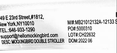 used Mockingbird Single to Double Stroller with 2nd Seat, 2023, Black, Watercolor Drops And WindowPane, Silver with Black Leather