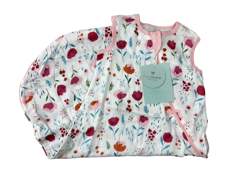 used LouLou Lollipop Lightweight Muslin Sleep Bag, 1.0 TOG/3-12 Months (Rosey Bloom)