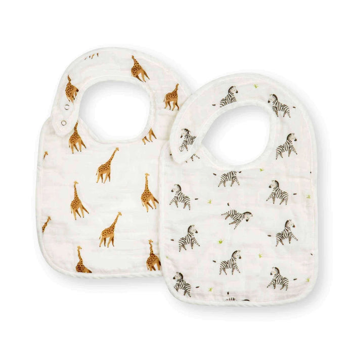 Bamboo Little Baby Bib Set 2 Pack, Giraffe & Zebra