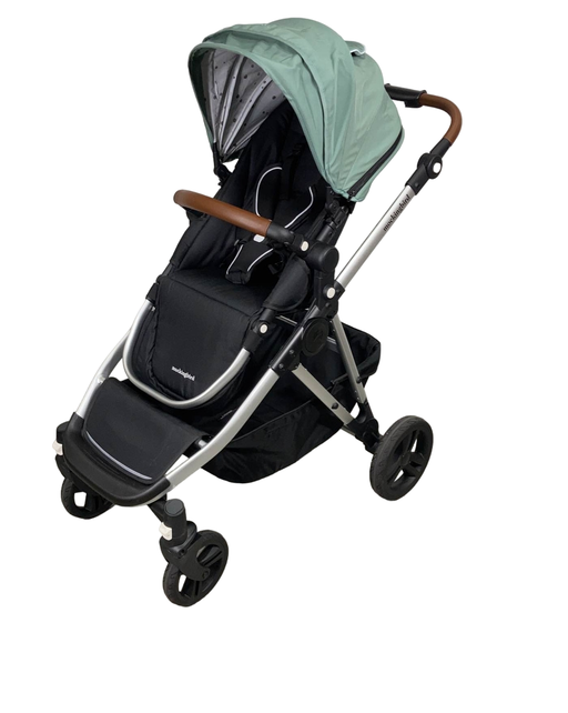 used Mockingbird Single to Double 2.0 Stroller, Silver with Penny Leather, Watercolor Drops, Sage, 2023