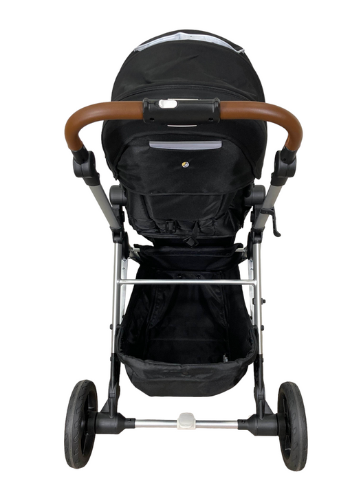 Mockingbird Single Stroller, 2023, Black, Silver With Penny Leather, Watercolor Drops