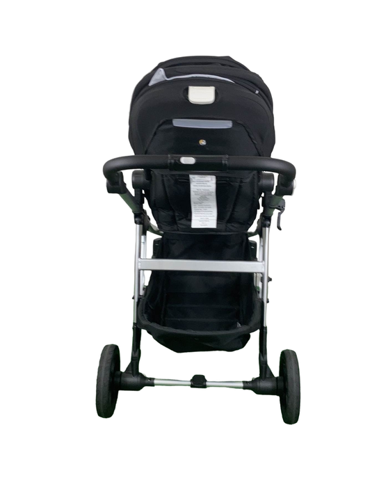 Mockingbird Single to Double 2.0 Stroller, 2023, Silver with Black Leather, Watercolor Drops, Black