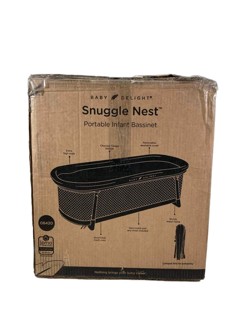 used Baby Delight Snuggle Nest Portable Infant Bassinet, - charcoal tweed