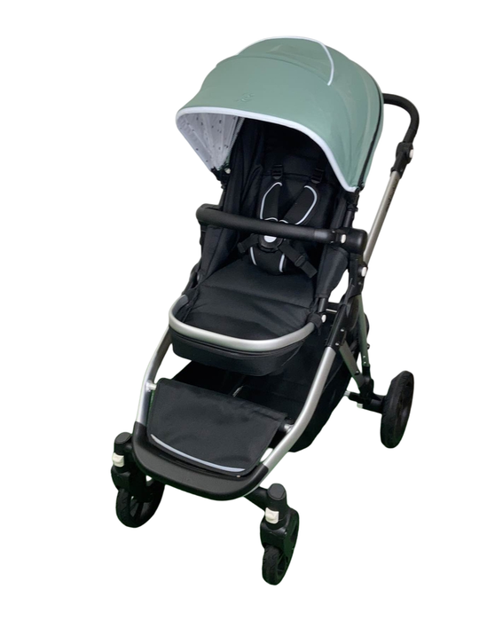 used Mockingbird Single to Double 2.0 Stroller, Silver with Black Leather, Watercolor Drops, Sage, 2024