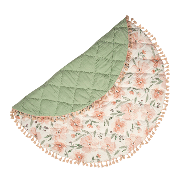 Crane Baby Cotton Quilted Play Mat, Parker (Pink Floral)