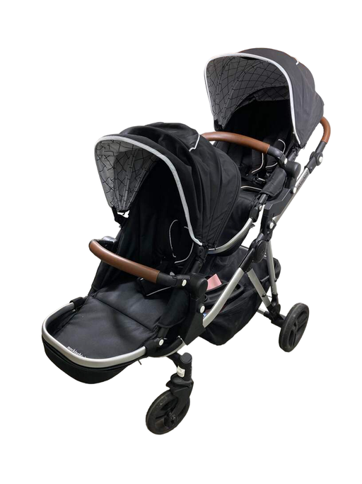 used Mockingbird Single to Double Stroller with 2nd Seat, 2020, Black, Windowpane, Silver with Penny Leather